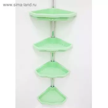 Угловая полка 4-х ярусная, размер 135 - 260 см, цвет салатовый