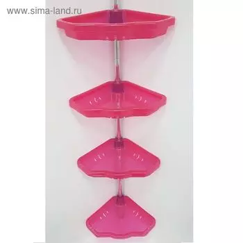 Угловая полка 4-х ярусная, размер 135 - 260 см, цвет красный