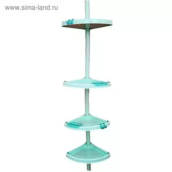Угловая полка, 4 яруса, 135-260 см, размер полки 24,5х24,5 см, 2 крючка, цвет зелёный