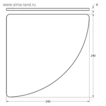 Угловая полка, ширина 24 см, матовое стекло