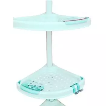 Угловая полка, телескопическая пластиковая трубка, размер 135-260 см, 4 полки, 2 крючка, цвет зелёный