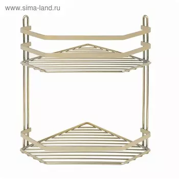 Угловая полка в ванную, размер 20х20х30 см, цвет золотистый