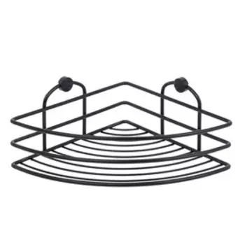 Угловая полка в ванную, размер 21х21х9 см, цвет чёрный матовый