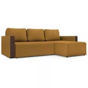 Угловой диван «Алиса 3», еврокнижка, рогожка, цвет savana plus yellow / мarvel dark brown
