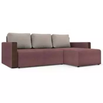 Угловой диван «Алиса 3», еврокнижка, savana plus dimrose/savana plus ivory/мarvel dark brown
