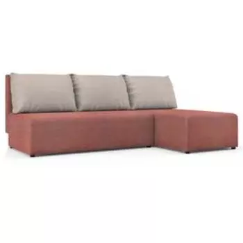 Угловой диван «Алиса», еврокнижка, рогожка, цвет savana plus coral / savana plus ivory