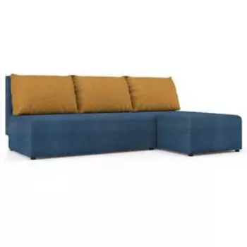 Угловой диван «Алиса», еврокнижка, рогожка, цвет savana plus denim / savana plus yellow