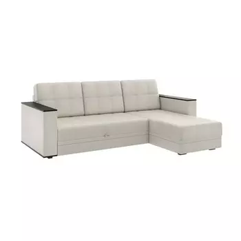 Диван угловой «Атлант», с подлокотниками ЛДСП, экокожа, цвет бежевый