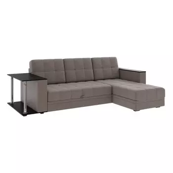 Диван угловой «Атлант», со столиком ЛДСП, рогожка, цвет кофе