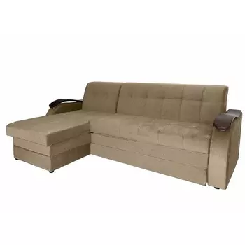 Диван угловой «Лео», механизм дельфин, левый угол, велюр, цвет бежевый