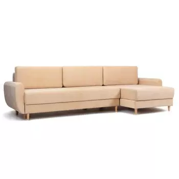 Диван угловой «Неаполь», механизм еврокнижка, правый угол, велюр, цвет бежевый
