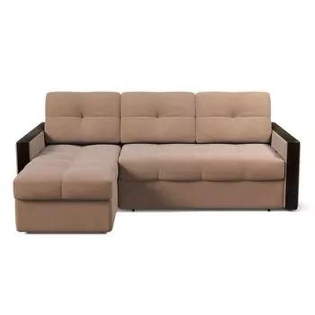 Угловой диван «Ричмонд», механизм тик-так, универсальный, велюр, цвет катания латте/венге