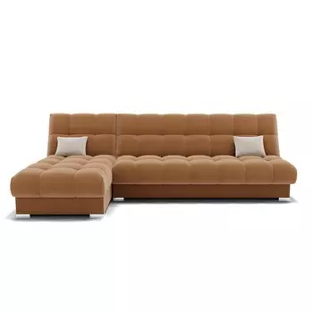 Угловой модульный диван «Фиеста 2», механизм книжка, велюр, цвет селфи 10 / подушки 01