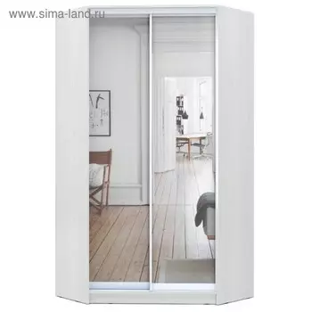 Угловой шкаф-купе Хит-У-22-4-55, 110011002200 мм, зеркало, цвет белый шагрень