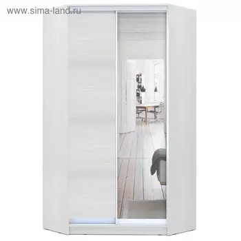 Угловой шкаф-купе Хит-У-22-4-15, 110011002200 мм, ЛДСП/зеркало, цвет белый шагрень