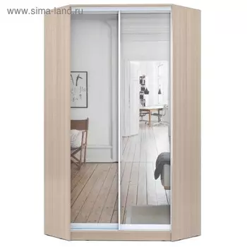 Шкаф – купе угловой «Хит – У – 22 – 4 – 55», с зеркалом, 110011002200 мм, цвет ясень шимо светлый