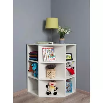 Угловой стеллаж в детскую для игрушек, 580580817 мм, цвет белое тиснение