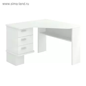 Угловой стол, левый угол, 1150 1100 780 мм, цвет белый жемчуг