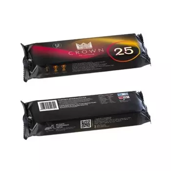 Уголь для кальяна кокосовый CROWN, Краун, 12 кубиков, кубик 2.5 х 2.5 см