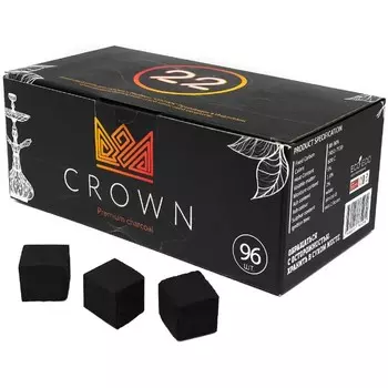 Уголь для кальяна кокосовый CROWN, Краун, 96 кубиков, кубик 2.2 х 2.2 см