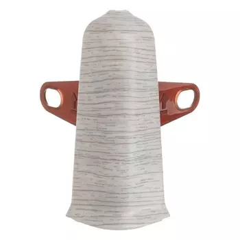 Угол наружный (внешний) с крепежом для плинтуса «Деконика», 70 мм, цвет 253 ясень серый