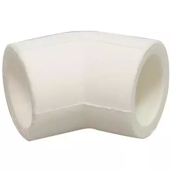 Угольник "CTM" ПЛАСТ CPLD4525, полипропиленовый, d=25 мм, 45°, белый