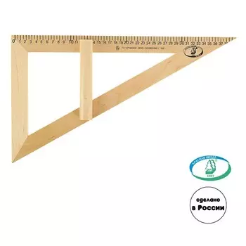 Угольник классный для школьной доски 90° х 60° х 30°, "Красная звезда" (Можга), береза, С364