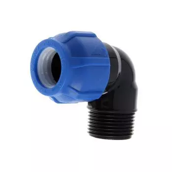 Угольник ПНД VALFEX, d=25 мм x 1", наружная резьба, компрессионный