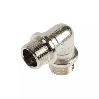 Угольник RTP, 1/2" х 90° наружная/наружная резьба, никелированная латунь, еврослот