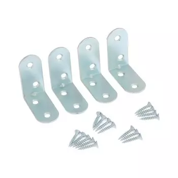 Уголки мебельные 40x40x17x2 с шурупом, усиленный, цвет белый цинк, 4 шт.