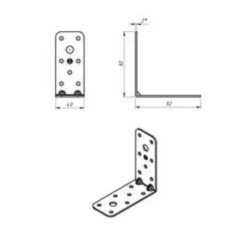 Уголок крепёжный 92 х 92 х 40 х 2 мм