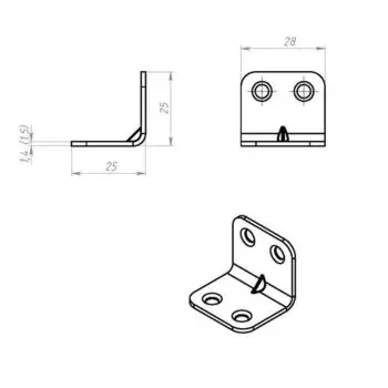 Уголок мебельный 25 х 25 х 1.5 мм, оцинкованный