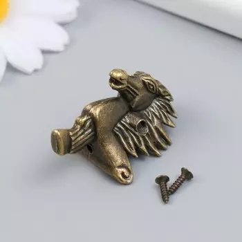 Уголок (ножка) для шкатулки металл "Голова лошади" бронза 2,8х3,9 см