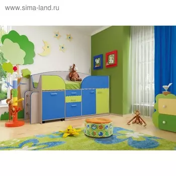 Уголок школьника «Юниор-4.1», 2105х740х1230 мм, цвет ясень шимо светлый/синий/лайм