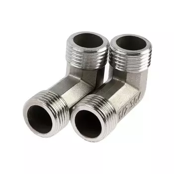 Уголок ZEIN, 1/2", наружная резьба, нержавеющая сталь, фасовка 2 шт.