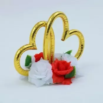 Украшение на крышу авто "Сердца", красно-белое