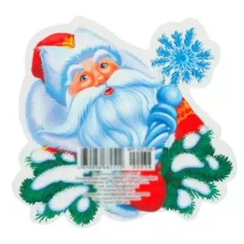 Украшение на скотче "Дед Мороз" глиттер, посох