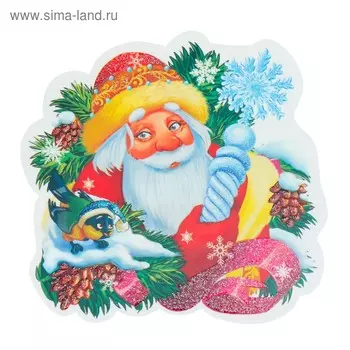 Украшение на скотче "Дед Мороз" глиттер, птичка