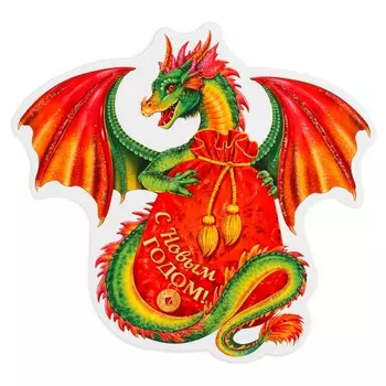 Украшение на скотче "Дракон" глиттер, мешок,10х10 см