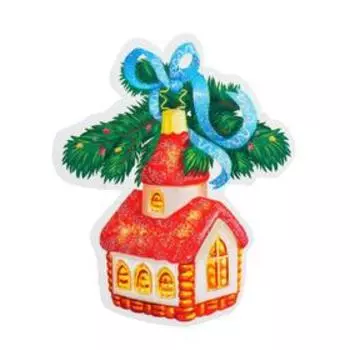 Украшение на скотче "Ёлочная игрушка" глиттер, домик