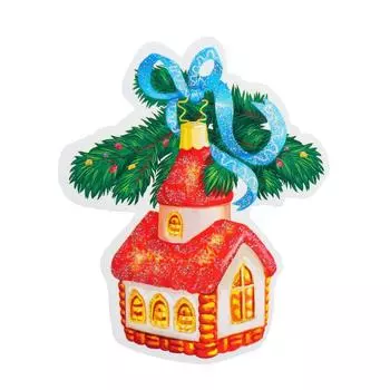 Украшение на скотче "Ёлочная игрушка" глиттер, домик