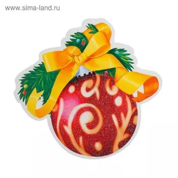 Украшение на скотче "Ёлочная игрушка" глиттер, красный шар