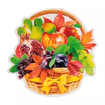 Украшение на скотче "Корзинка с фруктами" гранат, 26х26 см