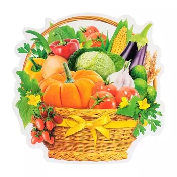 Украшение на скотче "Корзинка с овощами" тыква, 26х26 см
