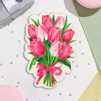 Украшение на скотче "Розовые тюльпаны" 18х18 см