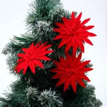 Ёлочные игрушки 3 шт. «Зимнее волшебство. Астра» пластик, 8 см, красный