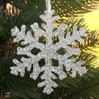 Ёлочные игрушки 2 шт. «Зимнее волшебство. Ажурная снежинка - переливы», 9.5 см, серебро