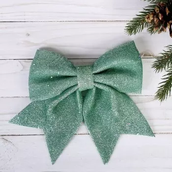 Ёлочная игрушка «Зимнее волшебство. Бант блеск» пластик, 2018 см, светло-зелёный