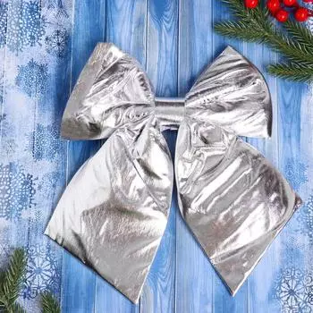 Ёлочная игрушка «Зимнее волшебство. Бант лоск» пластик, 2426 см, серебро