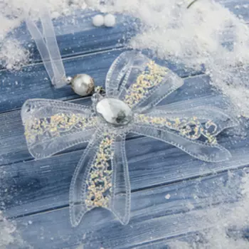 Ёлочная игрушка «Зимнее волшебство. Бантик блеск», 1210.5 см, прозрачный